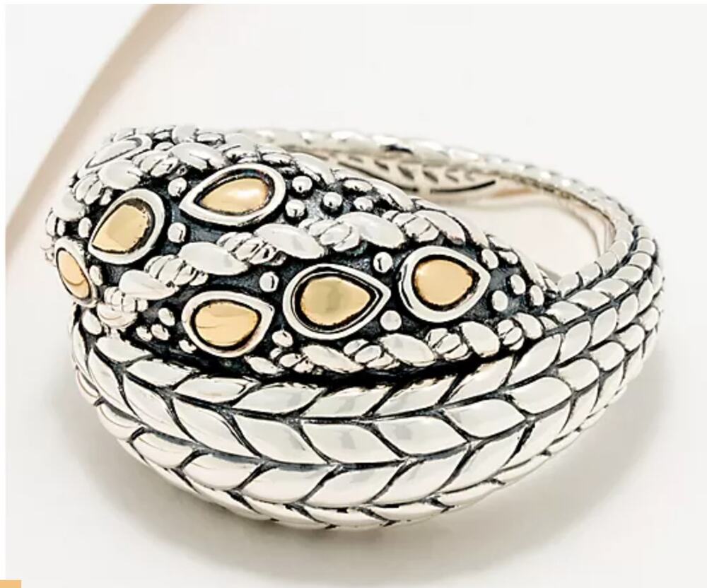 JAI Sterling & 14K Sukhothai & Basketweave Twist Ring, Size 5